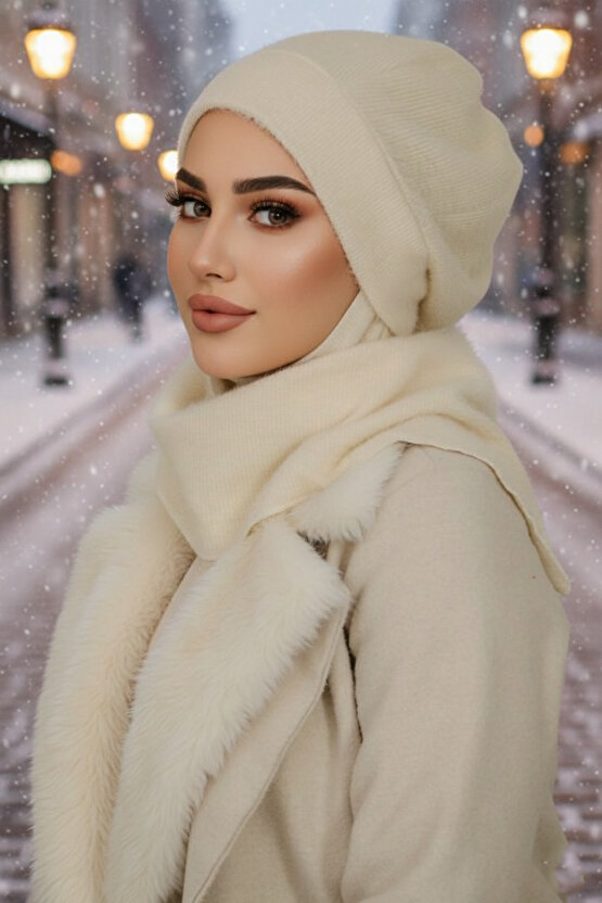 Krem Yumoş Tesettür Bere