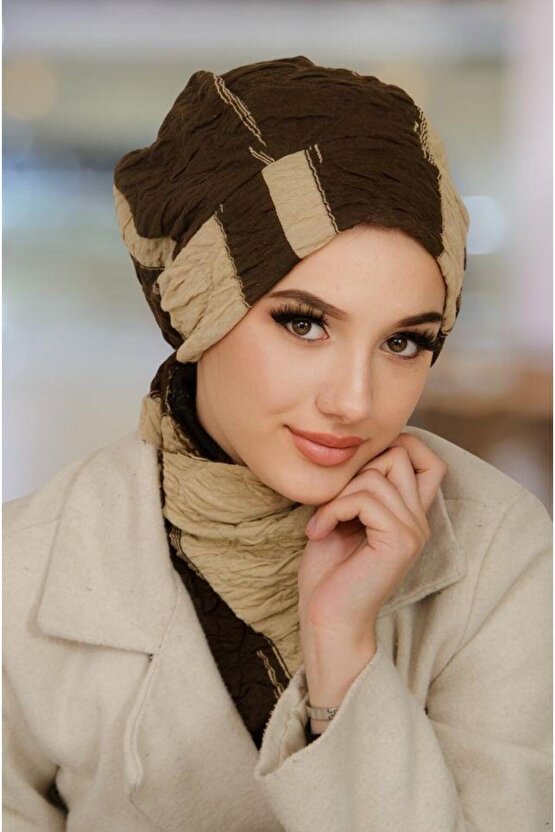 Kahve Bej Kapitone Tesettür Bere Ve Etol Takım