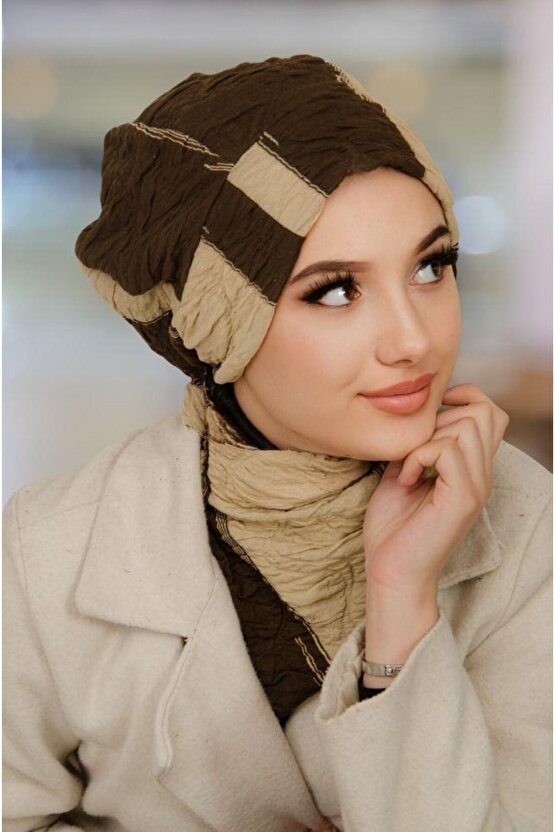 Kahve Bej Kapitone Tesettür Bere Ve Etol Takım