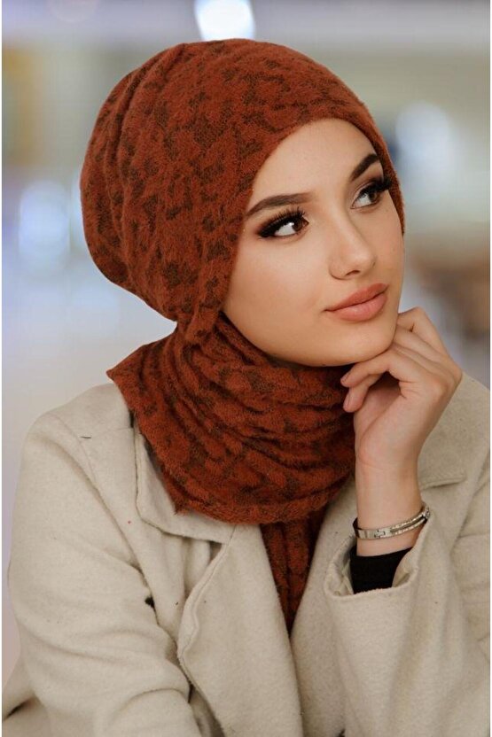 Taba Desenli Yumoş Kelebek Bone Şal