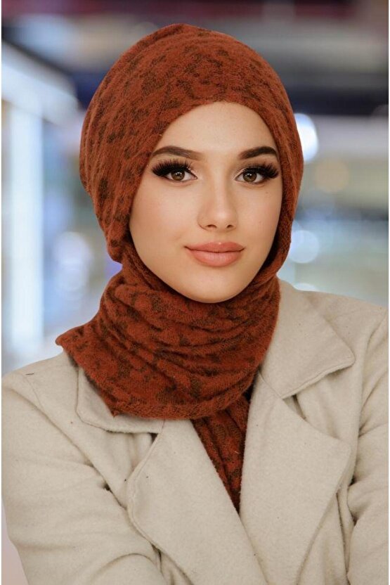 Taba Desenli Yumoş Kelebek Bone Şal