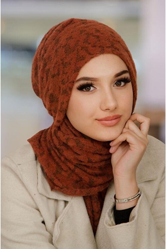 Taba Desenli Yumoş Kelebek Bone Şal