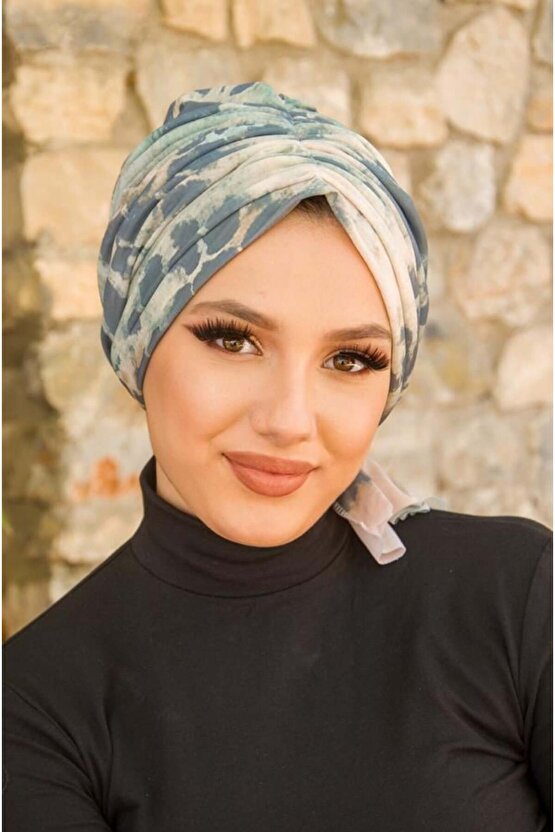 Soft Mavi Tonlamalı Tokalı Bone