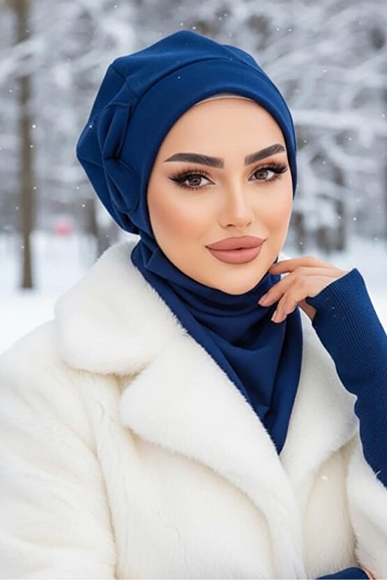 Lacivert Fiyonklu Tesettür Bere Ve Etol Takım