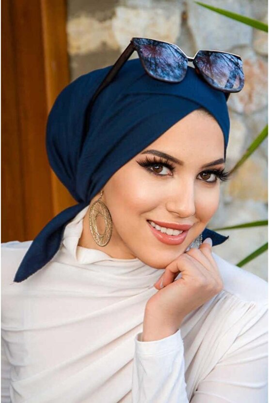 Lacivert Çapraz Deniz - Havuz Bonesi