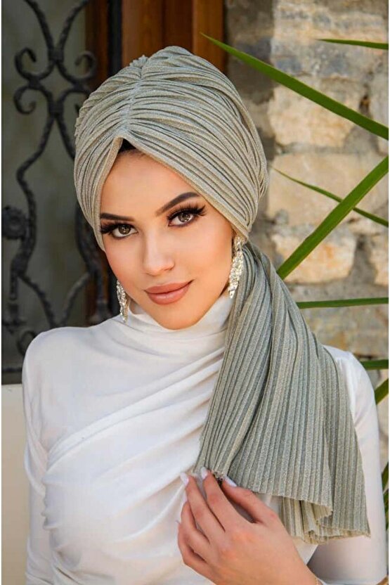 Bej Işıltılı Piliseli Dolama Bone