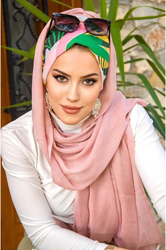 Pudra Desenli Bone Hazır Şal