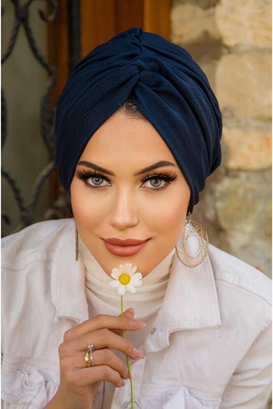 Koyu Lacivert Hazır Burgu Düğüm Bone