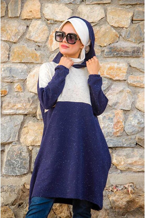 Lacivert Beyaz Spor Sweat - 10200