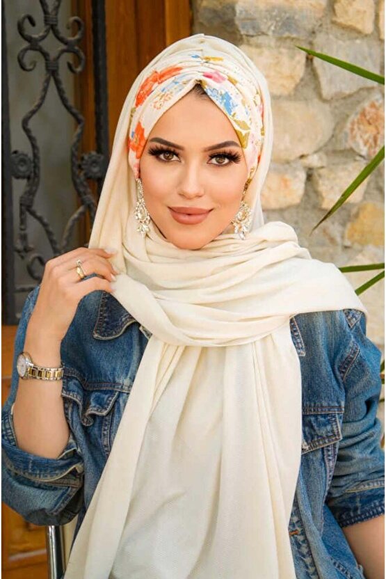 Kemik Çiçek Desenli Hazır Şal