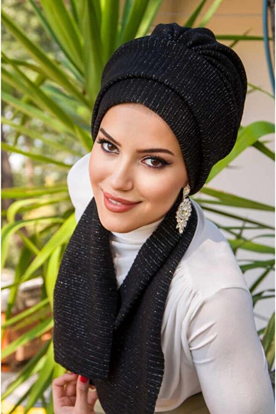 Siyah Fitilli Atkılı Bone