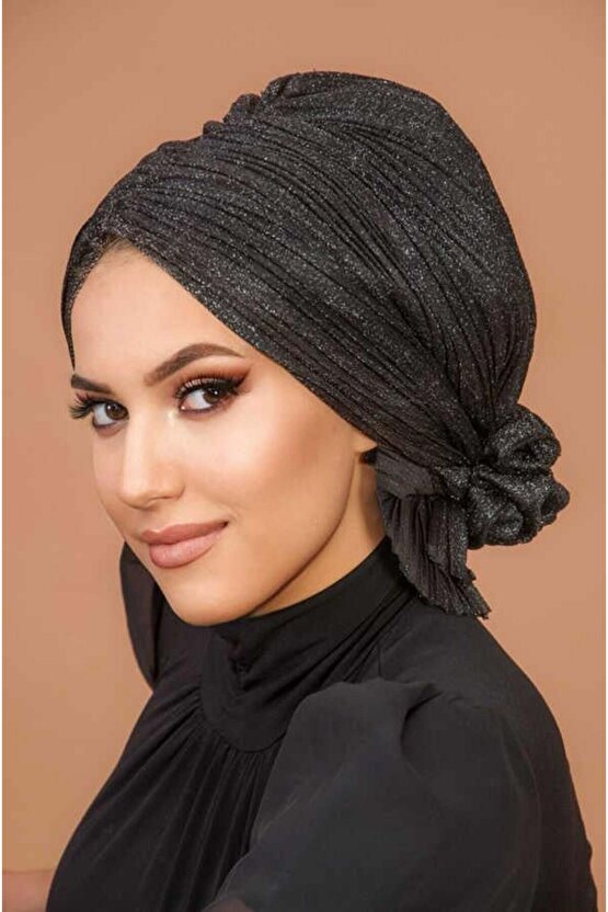 Siyah Gümüş Piliseli Abiye Tokalı Bone