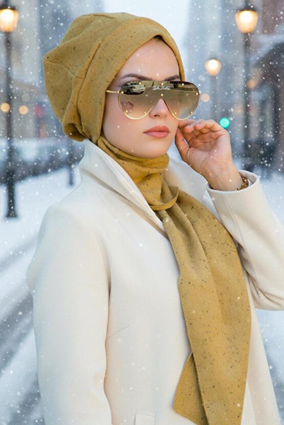 Hardal Desenli Tesettür Bere