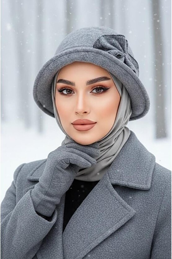 Antrasit Aksesuarlı Bucket Şapka - 30401