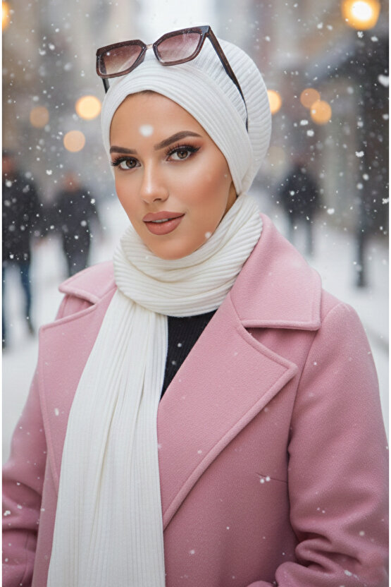 Beyaz Fitilli Tesettür Bere