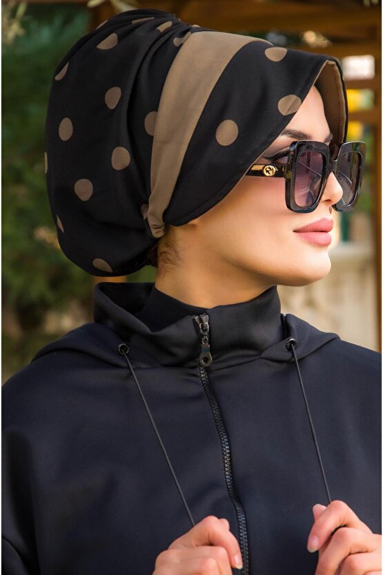 Siyah Vizon Bantlı Şapka Bone