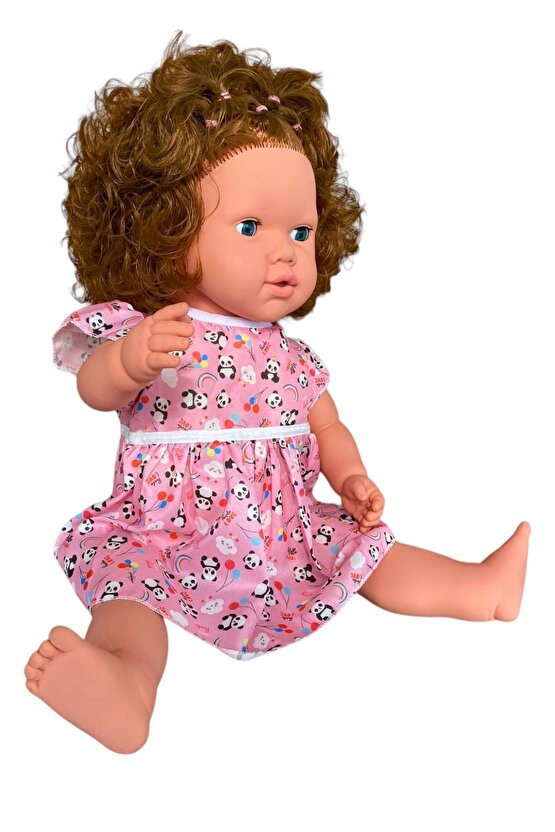 Büyük Boy Türkçe Konuşan Kahverengi Saçlı Et Bebek Oyuncak (60 CM)