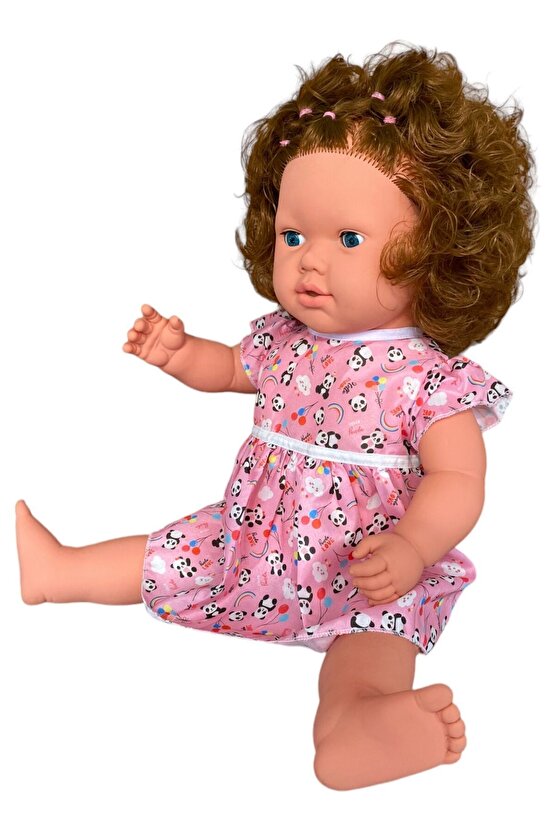 Büyük Boy Türkçe Konuşan Kahverengi Saçlı Et Bebek Oyuncak (60 CM)