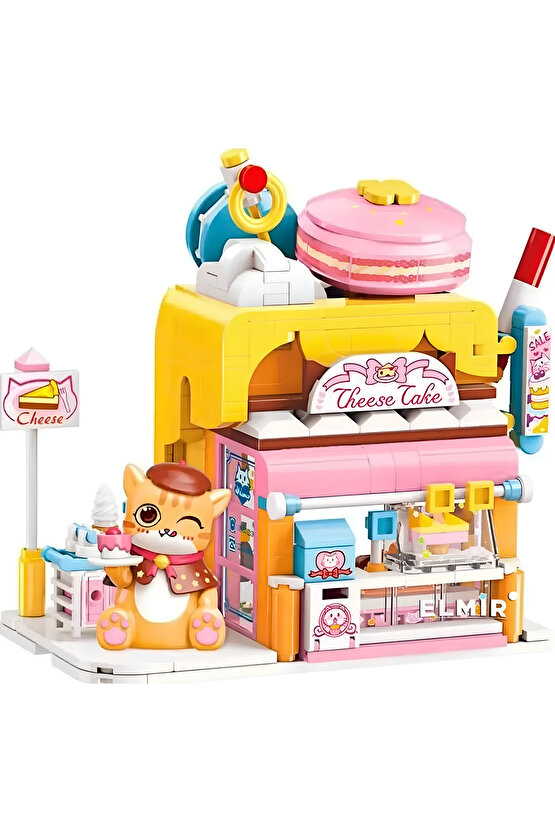 Mikro Blok Kırmızı Kedi Kek Dükkanı 364 Parça - Lego Setleri - Keeppley Mini Lego - Keeppley Lego -