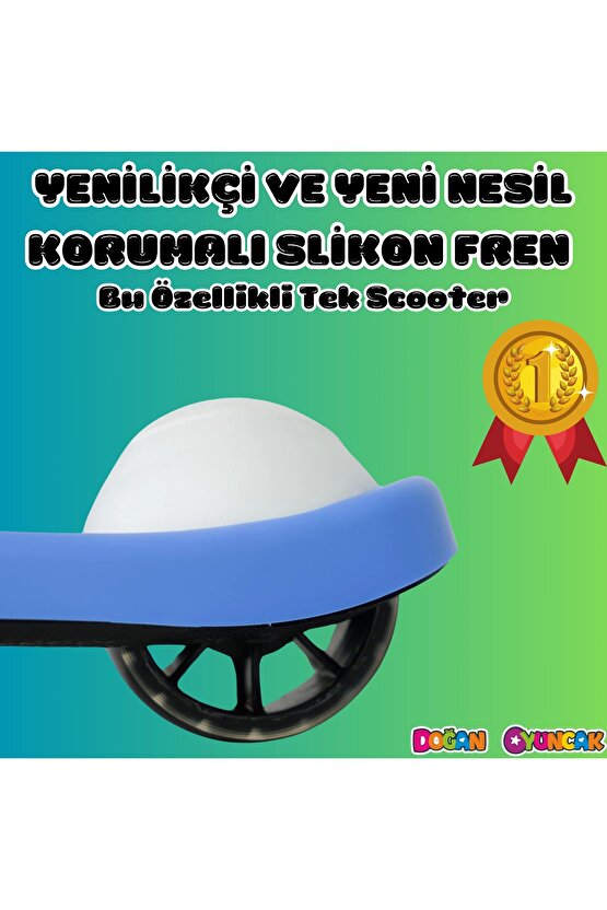 Lupa Katlanabilir Işıklı 3 Tekerlekli Mavi Scooter - Işıklı Scooter - Slikon Teker Scooter - Çocuk S
