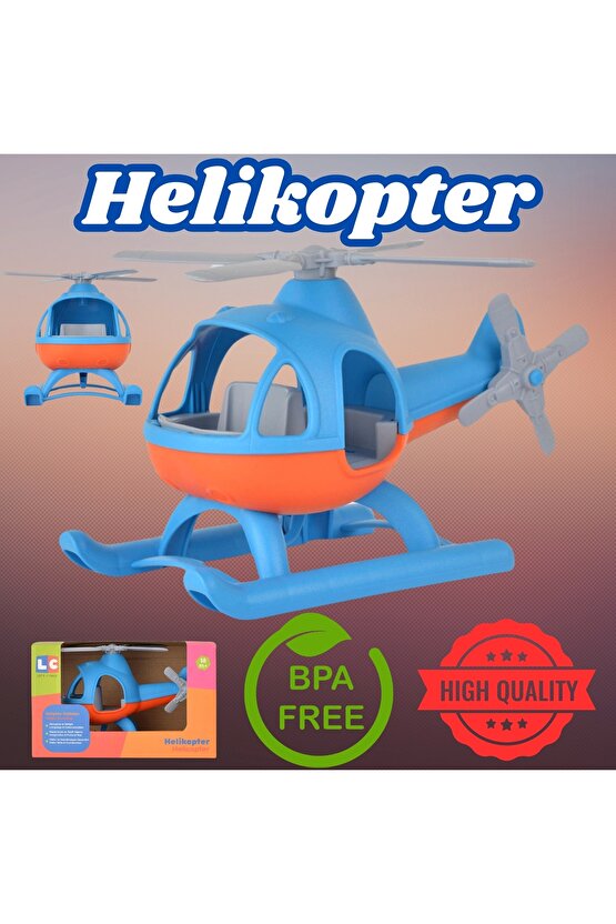 Lüx Mavi Büyük Helikopter - Plastik Helikopter - Kırılmaz Oyuncak - Kırılmaz Helikopter - Helikopter