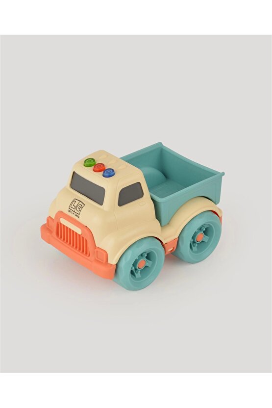 Lüx Bej Sesli ve Işıklı Minik Pikap - Plastik Kamyon - Kırılmaz Oyuncak - Kırılmaz Pikap - Işıklı Se