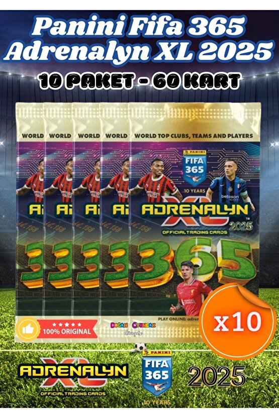 Panini FIFA 365 Adrenalyn XL 2025 Oyuncu Kartı - Futbolcu Kartları - Trading Oyuncu Kartı - 10 Paket