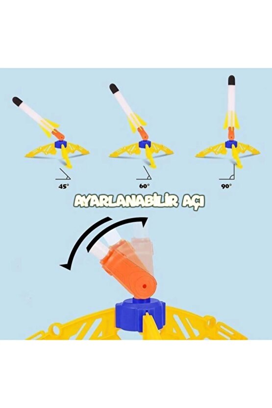 Air Rocket Tekli Seti - Roket Oyuncak - 2 Roket Ve Havalı Roketatar - Tekli Açık Hava Oyuncağı - Air