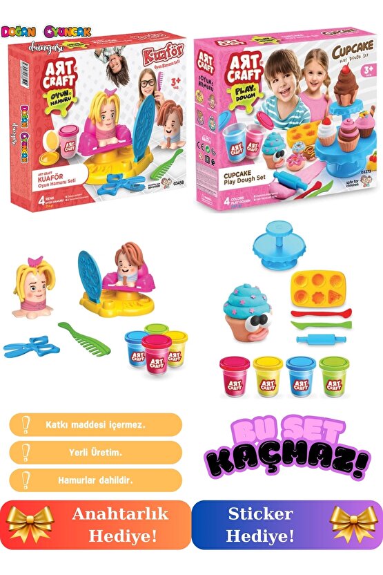 Kuaför ve Kap Kek Oyun Hamur Seti - Oyun Hamuru Seti - Hamur Setleri - Berber Hamur ve Yemek Hamur