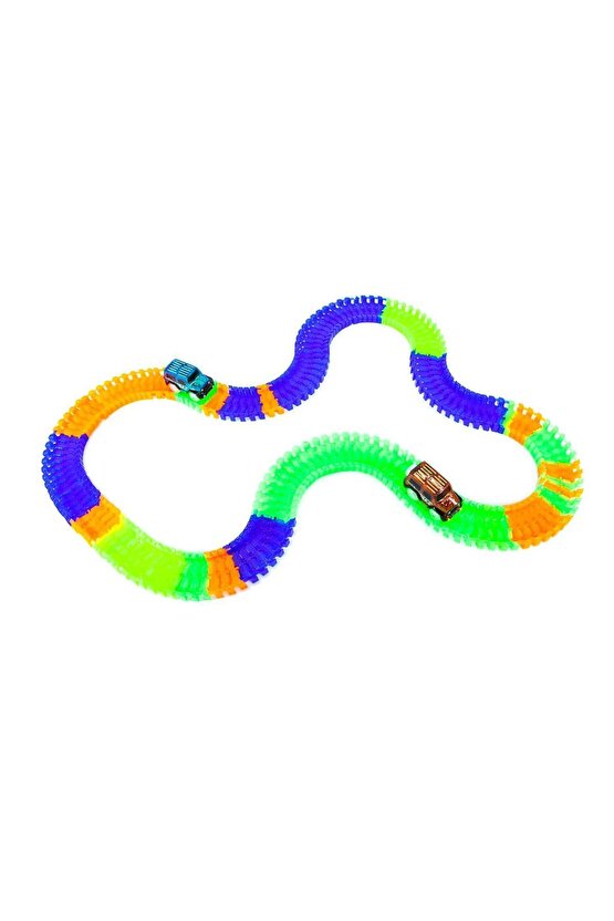 Magic Trucks 168 Parça Raylı Pist - Raylı Araç Oyuncak - Tren Oyuncak  - Renkli Araç Yolu - Pist Set