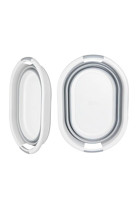 Gri Katlanır Çamaşır Sepeti (40 L.) - Katlanabilir Sepet - Çamaşırlık - Pratik Sepet 60 x 40 40 L P