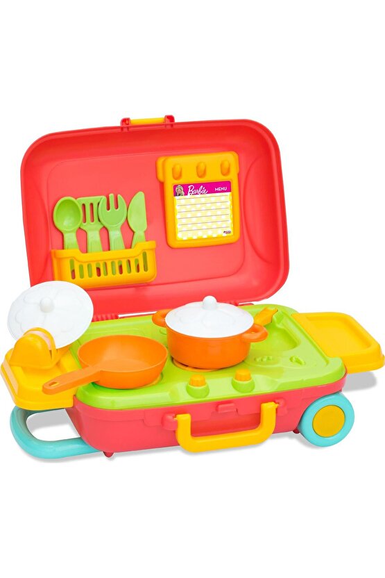 Orjinal Barbie Taşıma Bavullu Mutfak Seti Evcilik Oyuncakları Role Play Oyuncağı