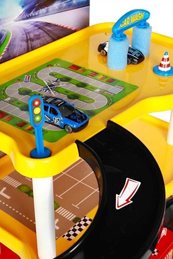 3 Katlı Garaj Oyun Seti Oyuncak Otopark 