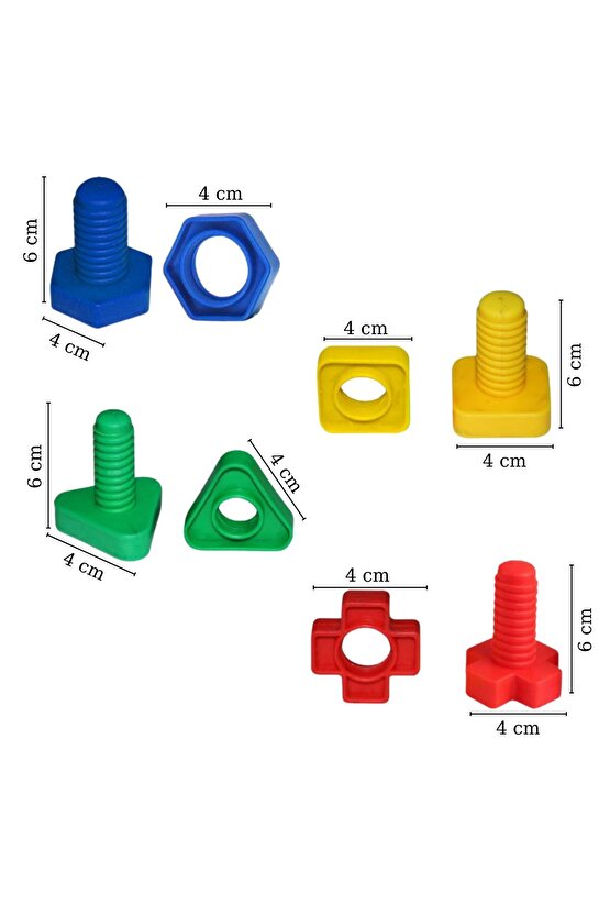 King Kids Vidalı Eğitici Şekiller 64 Parça