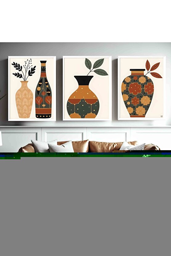 Matisse - Boho - Art Deco - Soyut - Doğa ( 3 lü Çerçevesiz ) Poster - Afiş - Tablo KR2C00182