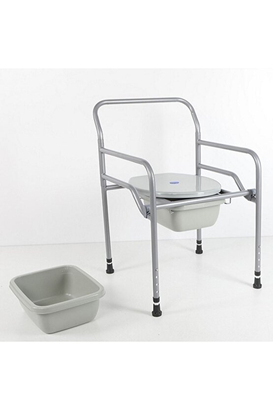 Seyyar Katlanabilir Hasta Yaşlı Tuvalet Sandalyesi Klozetli Wcli Oturak 1 Adet Yedek Sürgü