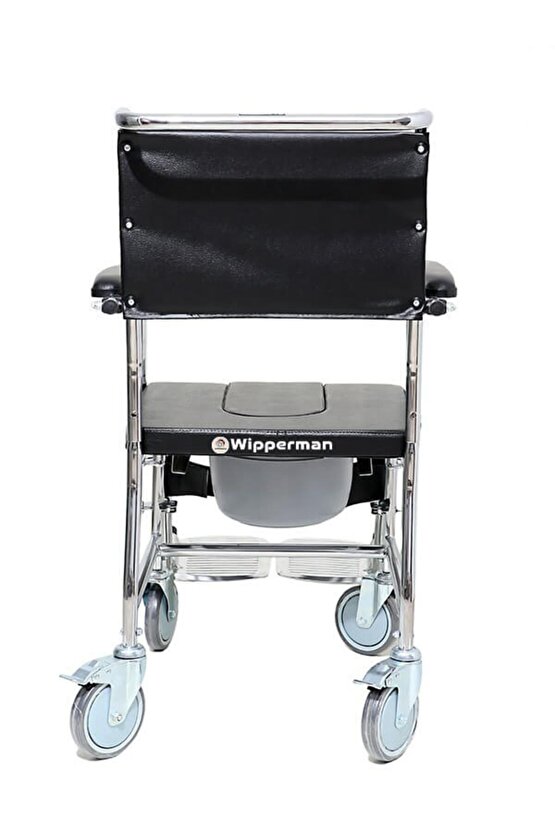 DOLGU ÖN VE ARKA TEKERLİKLİ TUVALET SANDALYESİ