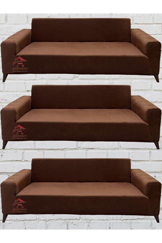 3+3+3 İtalyan Süet Koltuk Örtüsü(KAHVERENGİ)