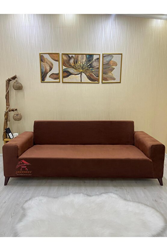 3+3+3 İtalyan Süet Koltuk Örtüsü(KAHVERENGİ)