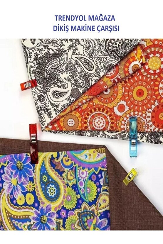 Dikiş Makine Çarşısı Singer Beko Zetina Bındallı Janome 32 Adet Renkli Kumaş Mandalları (32 Adet)