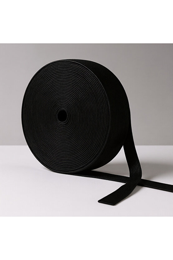 1,5 cm x 10 Metre Siyah Geniş Yassı Lastik – Bel, Paça, Don ve Elastik Bant İçin