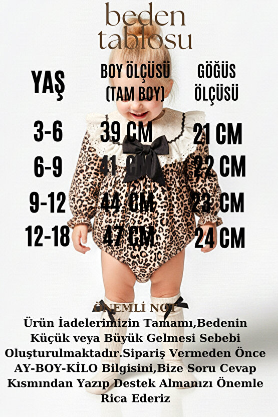 Kız Bebek Kız Çocuk Romper Doğum Günü Parti Düğün Leopar Romper Dantelli Fiyonklu Uzun Kol Romper