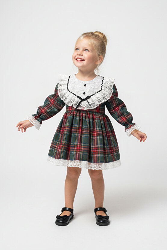 Kız Bebek Elbise Kız Çocuk Elbise Doğum Günü Parti Düğün Özel Gün Uzun Kol Astarlı Elbise