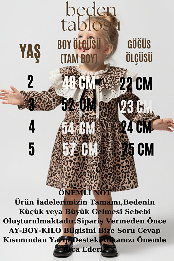 Kız Bebek Elbise Kız Çocuk Elbise Leopar Doğum Günü Parti Düğün Özel Gün Uzun Kol Astarlı Elbise