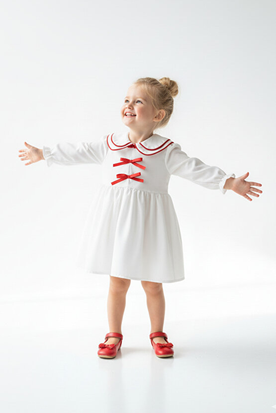 Kız Bebek Elbise Kız Çocuk Elbise Doğum Günü Parti Düğün Elbise Uzun Kollu Astarlı Elbise