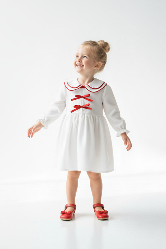 Kız Bebek Elbise Kız Çocuk Elbise Doğum Günü Parti Düğün Elbise Uzun Kollu Astarlı Elbise