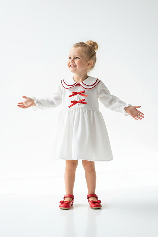 Kız Bebek Elbise Kız Çocuk Elbise Doğum Günü Parti Düğün Elbise Uzun Kollu Astarlı Elbise