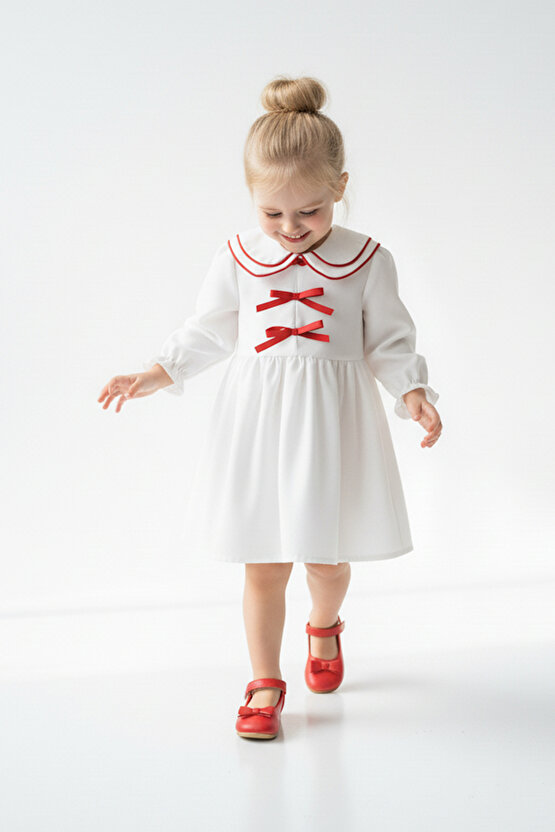 Kız Bebek Elbise Kız Çocuk Elbise Doğum Günü Parti Düğün Elbise Uzun Kollu Astarlı Elbise