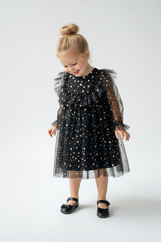 Kız Bebek Elbise Kız Çocuk Elbise Doğum Günü Parti Düğün Elbise Uzun Kollu Astarlı Elbise