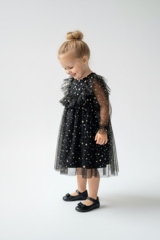 Kız Bebek Elbise Kız Çocuk Elbise Doğum Günü Parti Düğün Elbise Uzun Kollu Astarlı Elbise